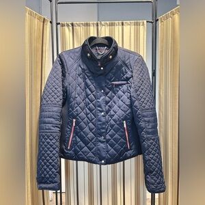 ZARA navy quilted moto jacket
